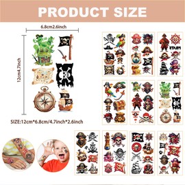 10Sheets Pirate Tattoos-pirate stickers,Waterproof, Fun Designs for Parties, Easy to Apply, 3x3 Inches, Perfect for Pirate-Themed Birthday Parties,Pirate Party Decorations