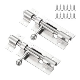 2 PCS Door Lock Bolts,3 inch(75mm) 201 Stainless Steel Door Latch Slide Bolt Locks,Rustproof Slide Locks Door Locks with Screws for Bathroom Bedroom Toilets Yard Garden(Silver)