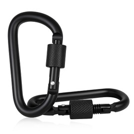 2 Pcs Locking Carabiner, 12KN 1224KG Heavy Duty Carabiner Clips Aluminum Alloy D Ring Load Capacity Screwgate Rustproof Hammock Camping Yoga Swing Dog Leash Backpack Hiking Fishing Outdoor Gear Black