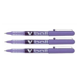 PILOT V-BALL 05 Pack of 3 Metal Tip 0.5mm Liquid Ink Purple