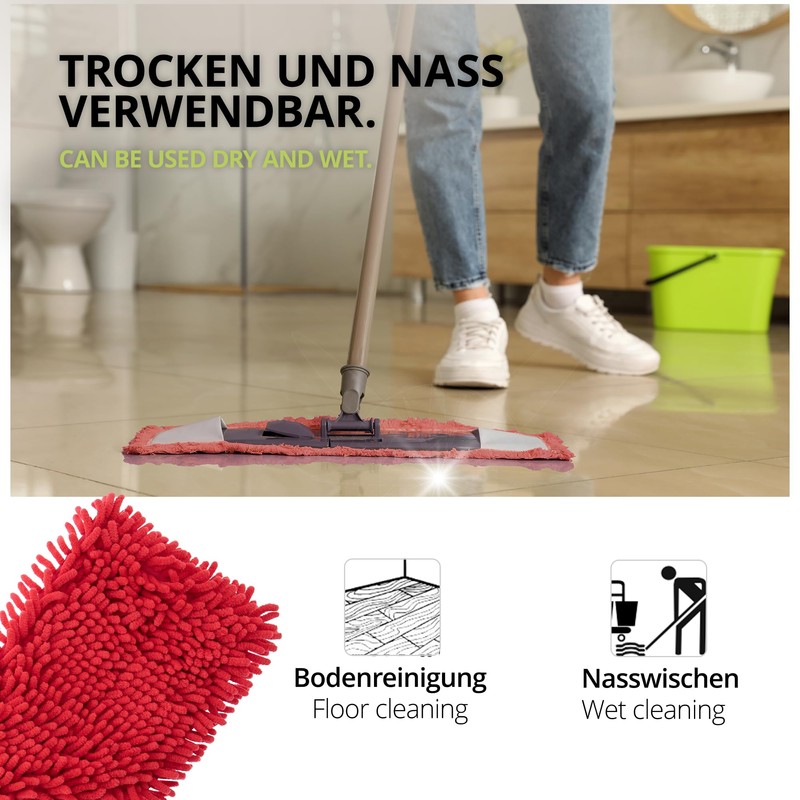 Wisch-Star Mop Cover 40 cm Microfibre in Red, Floor Mop