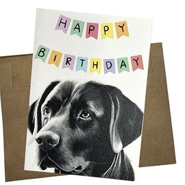 Black Lab Birthday Card, Dog Birthday Card (1 Premium Folded Card, Blank Inside, 5X7 Inches) Black Labrador Retriever birthday Cards from dog for men and women - 460
