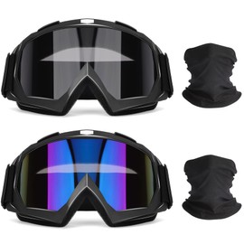 OXG Dirt Bike ATV Motorcycle Goggles for Men, 2 Pack Motorcycle Glasses Motocross Riding Protective Eyewear with Breathable Mask