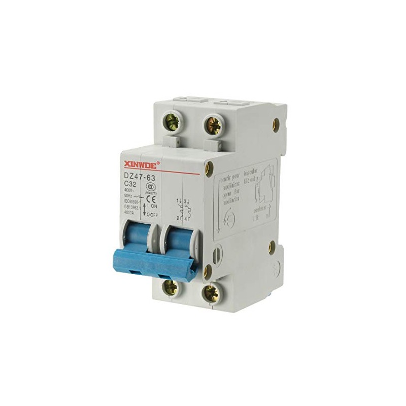 uxcell 2 Poles 32A 400V Low-Voltage Miniature Circuit Breaker Din