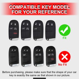 Funda transparente para llave de coche, compatible con Jeep Cherokee Dodge Dodge Chrysler Fiat Accesorios