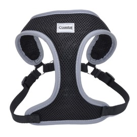 Coastal Pet Comfort Soft Reflective Wrap Adjustable Dog Harness - No-Pull Dog Harness for Small & Large Dogs - Black - 5/8" x 19"–23"