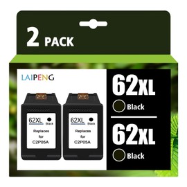 LAIPENG 2 Black 62XL 62 XL Cartridges Remanufactured for HP Envy 5540 5542 5543 5544 5545 5640 5642 5644 5646 5660 5664 7640 7644 OfficeJet 200 250 5 5740 5741 5742 5743 5744 5746 Printer (BK*2)