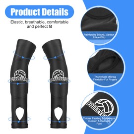 JIEYAO 1 Paar Volleyball Armschoner für Erwachsener, Unterarmschoner mit Anti-Rutsch Schutzpolster und Daumenloch Elastische Volleyball Armmanschetten Unterarmschutz Arm Sleeves Zubehör