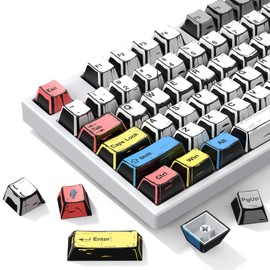 Retro PBT Keycap, Comic Theme Keycap Set, 137 Keys Dye Sublimation Keyboard Keycaps, Compatible with 60% 75% 100% Mechanical Keyboards
