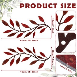 Zhengmy 2 Pieces Metal Tree Leaf Wall Decor Vine Olive Branch Leaf Wall Art Wrought Iron Scroll Above The Bed, Living Room, Outdoor Decoration (Retro Color)