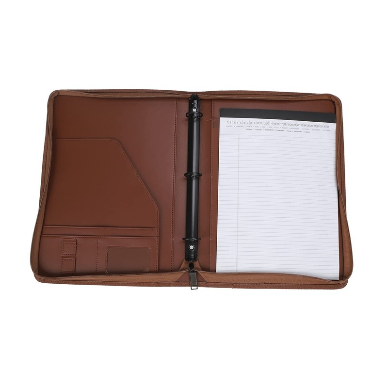 Freeprint Zippered Portfolio 3 Ring Binder Organizer with Writing Pad