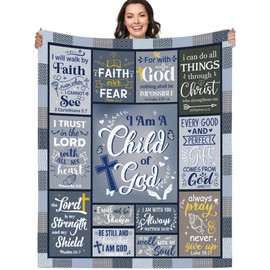 Bozidol Christian Gifts for Women Men, 50"X60" I Am a Child of God Blanket, Soft Flannel Throw Blanket with Bible Verses, Inspirational Religious Birthday Gifts, Catholic Baptismal Gifts for Boys