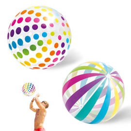 VZXZXE Inflatable Water Ball, 40 cm Beach Ball, Colourful Striped Water Balls, Beach Ball, Inflatable Ball for Adults, Beach, Pool Party, Outdoor Activities
