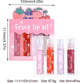 Littryee Brillo Labios Aceite Labial hidratante para niñas Juego Labios con Bola rodante con Sabor FRU-ta Fresca, bálsamo Labial hidratante, Juego Brillo Labios con Roll