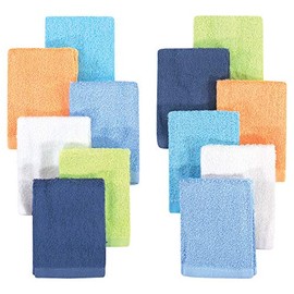 Hudson Baby Unisex Baby Rayon from Bamboo Woven Washcloths 12pk, Blue Orange Lime, One Size