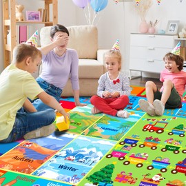 Kids Rug for Playroom, Soft & Non-Slip Educational Rug with ABC, Animals, Numbers, Floor Play Mat for Kid, Preschool Classroom Rugs Playmat for Toddler Nursery Kids (78.7X59 inch, Season&Month)