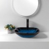 Blue Artistic Tempered Glass Vessel Sink With Faucet And Pop