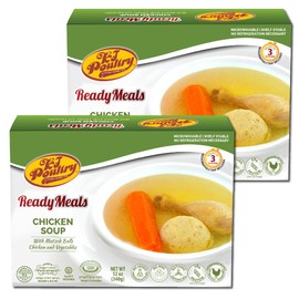 Kosher Matza Ball Chicken Soup & Vegetables, CHOMETZ NOT for PASSOVER, MRE Meat Meals Ready to Eat, Shabbos Food (2 Pack) Prepared Entree Fully Cooked, Shelf Stable Microwave Dinner - Travel, Camping