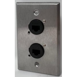 2 Port Cat6 D Series Heavy Duty Pass Through Solderless Stainless Steel Wall Plate