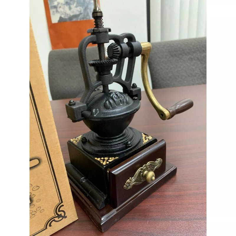 Vintage Large Cast Iron Collection Manual Counter Coffee Grinder
