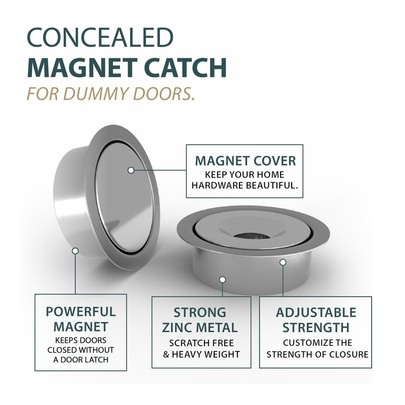 Mega Handles Concealed Magnetic Door Catch for Dummy Doors, Elegant