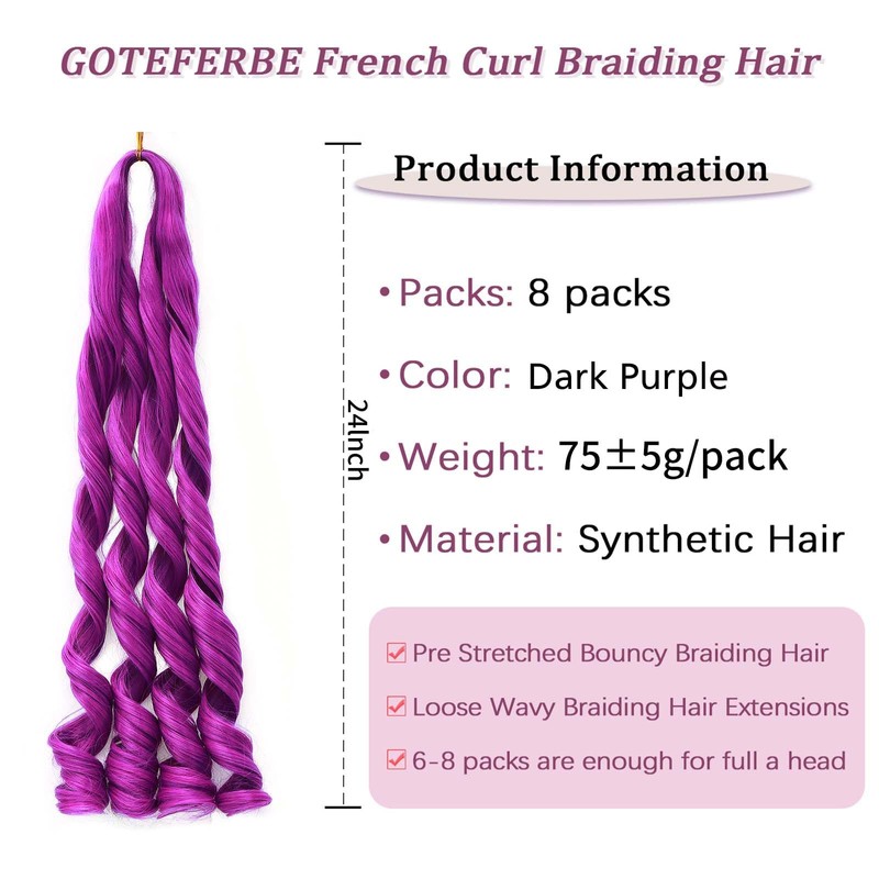 French Curl Braiding Hair Curly Hair Extension 24 Inch 8