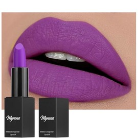 Mynena Pearl Purple Bullet Matte Lipstick | Lightweight Super Soft Dry Finish Lip Bar | Cruelty-Free Vegan Sensitive Skin Safe | High Pigment Longwear Lip Stick | Anastacia