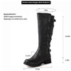 GLOBALWIN Women's Black Knee High Fashion Boots Strappy Boots For