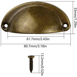 Yuechenggui 10 Pcs Vintage Shell Cup Drawer Handle Retro Pull Handles Semicircle Metal Pull Handle Half Moon Closet Door Drawer Knob Antique Bronze Furniture Knobs