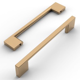 Amerdeco Pack of 10 Furniture Handles, Champagne Gold, 128 mm Hole Spacing, Aluminium Alloy Drawer Handles & Cabinet Handles for Kitchen Cabinets & Wardrobes UK0035