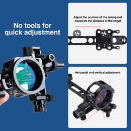FENJANER Archery Compound Bow Sights - 1 pin or 5 pins Bow Sight with 8X Scope Lens Right Hand No Tools for Quick Adjustment for Outdoor Hunting (5 Pins Sight)