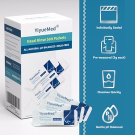Paquetes de sal de enjuague nasal, 200 unidades, repuestos salinos de 0.11 onzas | Pre-measured 3 g saline mix for 300 mL (10 fl oz) bottles, neti pot