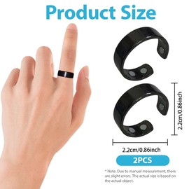 EIH1 Pack of 2 Copper Magnetic Rings for Women and Men, Magnetic Ring, black