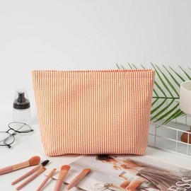 OZAOZ Makeup Bag Cosmetic Bag Travel Toiletry Bag Aesthetic Canvas Organizer Bag Zipper Pouch for Women (orange)