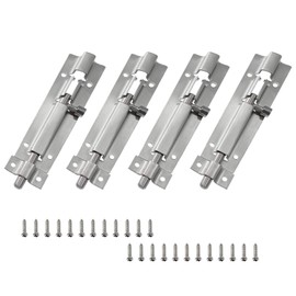 LDEXIN LDEXIN 4Pcs Door Security Slide Latch Lock, 4 inch/100mm Barrel Bolt with Solid Heavy Duty Steel to Keep You Safe and Private, Brushed Nickle Finish Door Latch Sliding Lock with Screws