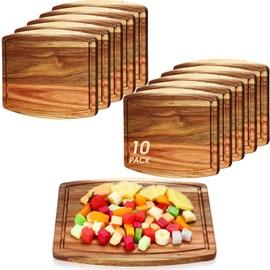 Kigley 10 Pcs Acacia Wood Cutting Boards Bulk for Laser Engraving Wooden Dinner Plates with Groove Chopping Charcuterie Board Carving Tray for Housewarming Party Gifts (10 x 12 Inch)