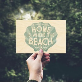 Ocean City, New Jersey, Home is Where the Beach is, Simply Said (4x6 Birch Wood Postcards, 2-Pack Stationary, Rustic Home Wall Decor)