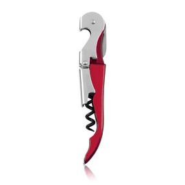 True Brands TrueTap Double Hinged Waiters Corkscrew, Top-notch Stainless Steel Opener with Foil Cutter Built to Last Wine Key Metallic Red, Set of 1