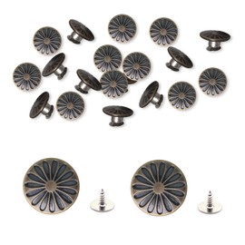 YAFIYGI 20 Sets Replacement Pants Buttons No Sew Metal Jean Buttons Kit for Heavy Duty Denim Repair Suspender Buttons with Rivets for Blue Jeans Mens Women Denim Pants