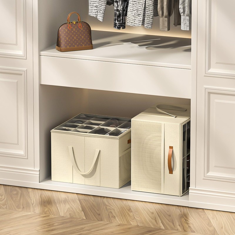 Aokeyee Shoe Organizer for Closet, 2 Pack Foldable Shoe Storage