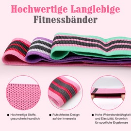 Scettar Pack of 3 Fitness Bands, Resistance Bands with 3 Resistance Levels, Resistance Bands for Strength Training and Leg Training, Exercise Band for Yoga, Pilates for Men and Women