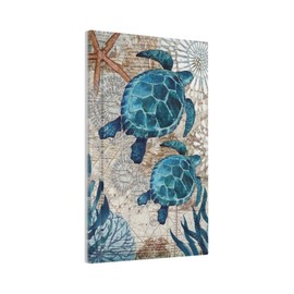 1-Gang No Device Blank Wallplate Tropical Ocean Beach Blue Green Sea Turtle Starfish Coral Reef Nautical Map Electrical Light Switch Decorative Receptacle Face Plate Cover for Unused Outlets/Switches