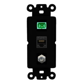 RiteAV 1 Port Fiber Optic Jack SC Simplex APC + Cat6 + Coax Wall Plate - Rocker Black/Black