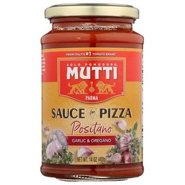 Mutti Positano Sauce for Pizza with Garlic & Oregano, 14 oz. | Italy’s #1 Brand of Tomatoes | Pack of 6 | Tomato Sauce for Pizza | Vegan Friendly & Gluten Free | No Additives or Preservatives