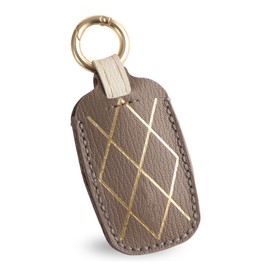8-Button Leather Key Fob Cover, Compatible with Genesis GV80 GV60 G90 G80 G70 2023 2024 2025 2026, Car Key Case with Golden Stripe, Brown