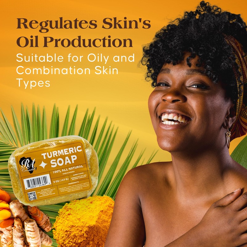RA COSMETICS 100% Natural Turmeric Soap Bar for Face &