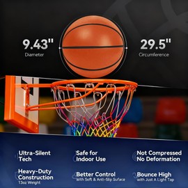 Pelidox Silent Basketball Size 7 (9.43") – Not Vacuum Shipped - 2025 Upgraded Airless Soft Foam Ball Soundless for Quiet Dribbling and Indoor Training – Real Feel Higher Bounce No Noise