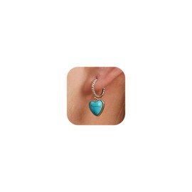 Heart Western Earrings Silver Turquoise Earrings for Women Western Dress for Women Boho Jewelry Gifts