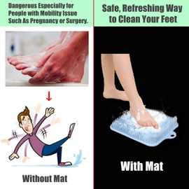 Shower Foot Cleaner Scrubber Massager, Foot Pain Tired Feet Relaxing Acupressure Mat with Non-Slip Suction Cups and Cleaning Bristles, Increase Circulation, Exfoliation (New Blue, 9.5 x 9.5 Inches)