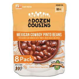 A Dozen Cousins Seasoned Pinto Beans, Vegan and Non-GMO Meals Ready to Eat Made with Avocado Oil (Mexican Pinto Beans, 8-Pack)